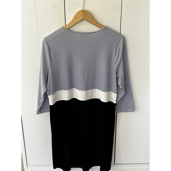 J.Jill Striped Colorblock Dress Size Large Blue White Black Classic Women's - Picture 8 of 9